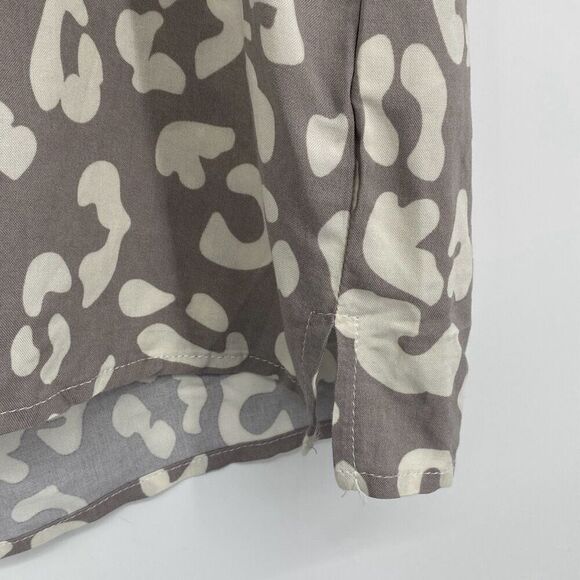 Mary Square Wildly Wonderful Flutter Sleeve Grey Shea Split-Neck Top Blouse L - Picture 6 of 14